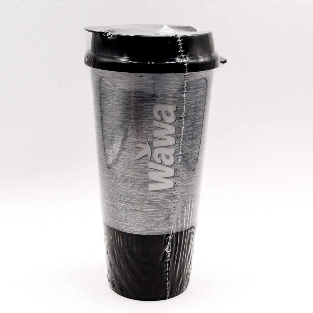 WAWA Official Travel Tumbler With Lid 20 oz Coffee Cup Gray Black Insulated Mug
